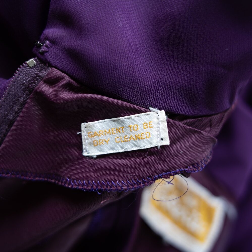 SOLD * 60s/Early 70s Berkertex Purple Chiffon Dress — Made in England - Picture 13 of 13